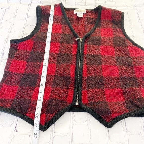Cambridge Dry Goods Women's Buffalo Plaid Boiled Wool V Neck Vest L or 10 - Picture 12 of 13